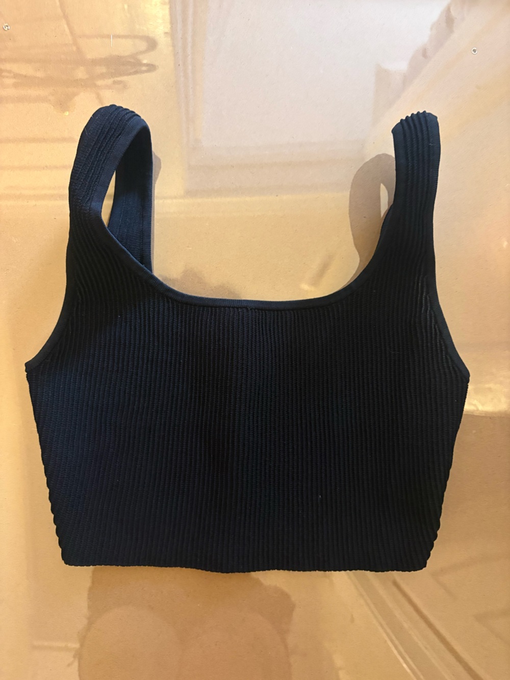 Aritzia Babaton Black Ribbed Square-Neck Crop Tank